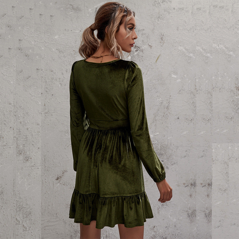 DressBetty - Bubble Sleeve Velvet Dress