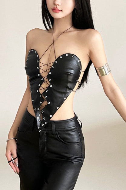 Dark Gothic Heart Lace-up Bustier Corset