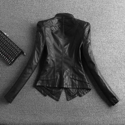 Versatile Stand Collar Slim Moto Short Jacket