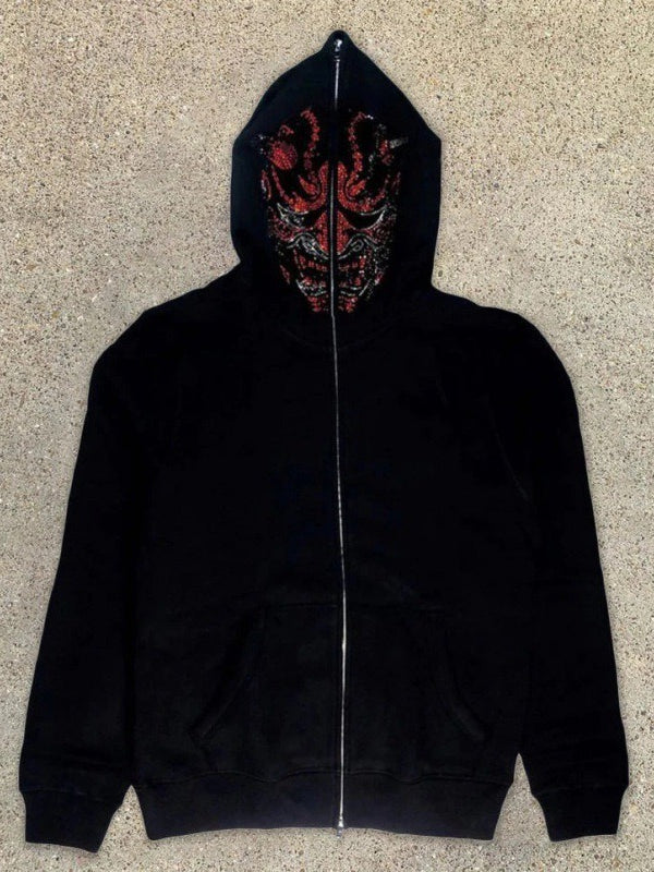 Tattoo Ghost 3D Print Zip-up Long Sleeve Hoodie