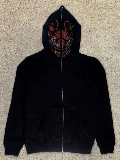 Tattoo Ghost 3D Print Zip-up Long Sleeve Hoodie