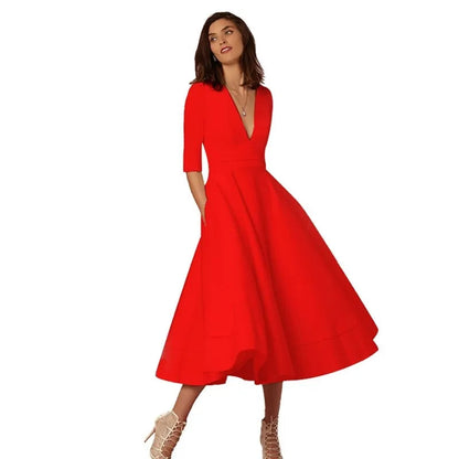 Vestido mini de manga corta con escote en V y corte A para mujer | Ideal para primavera/verano