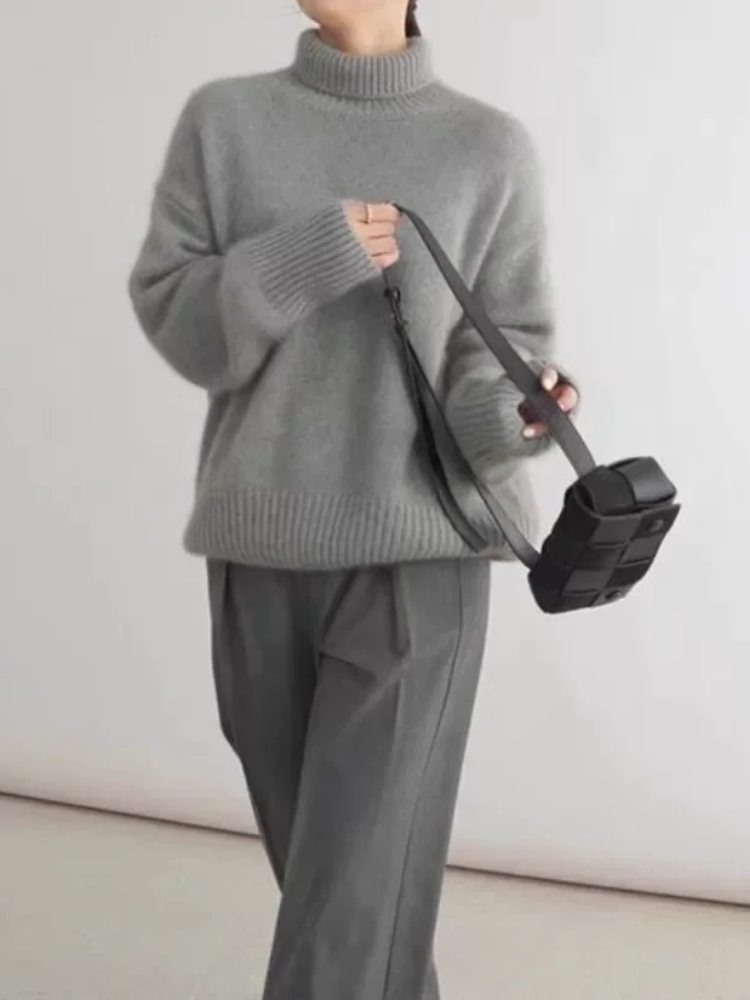 Jersey de cuello alto transpirable de gran tamaño para mujer | Ideal para otoño/invierno
