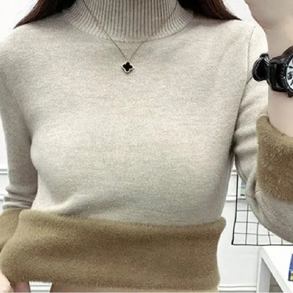 Jersey de cuello alto de polar suave para mujer | Ideal para otoño/invierno