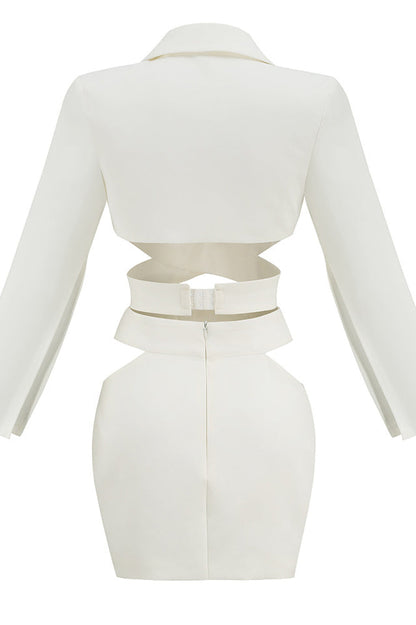 Cut Out Blazer Top + Mini Skirt Set