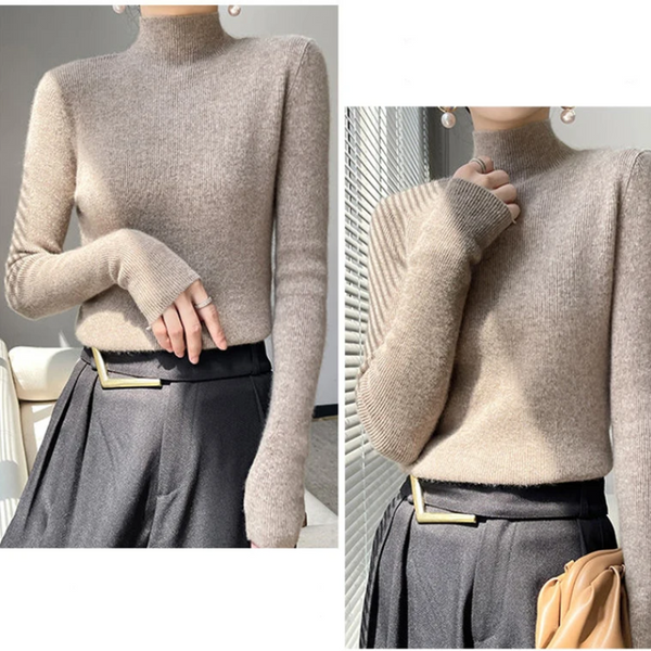 Jersey de cuello alto ajustado y grueso para mujer | Ideal para otoño/invierno