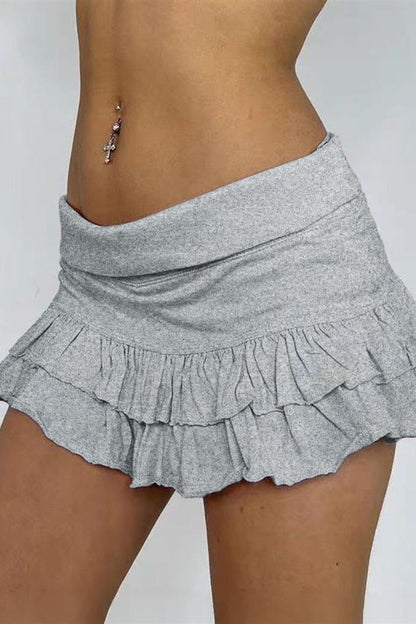 Y2K Casual Solid Pleated Skirt