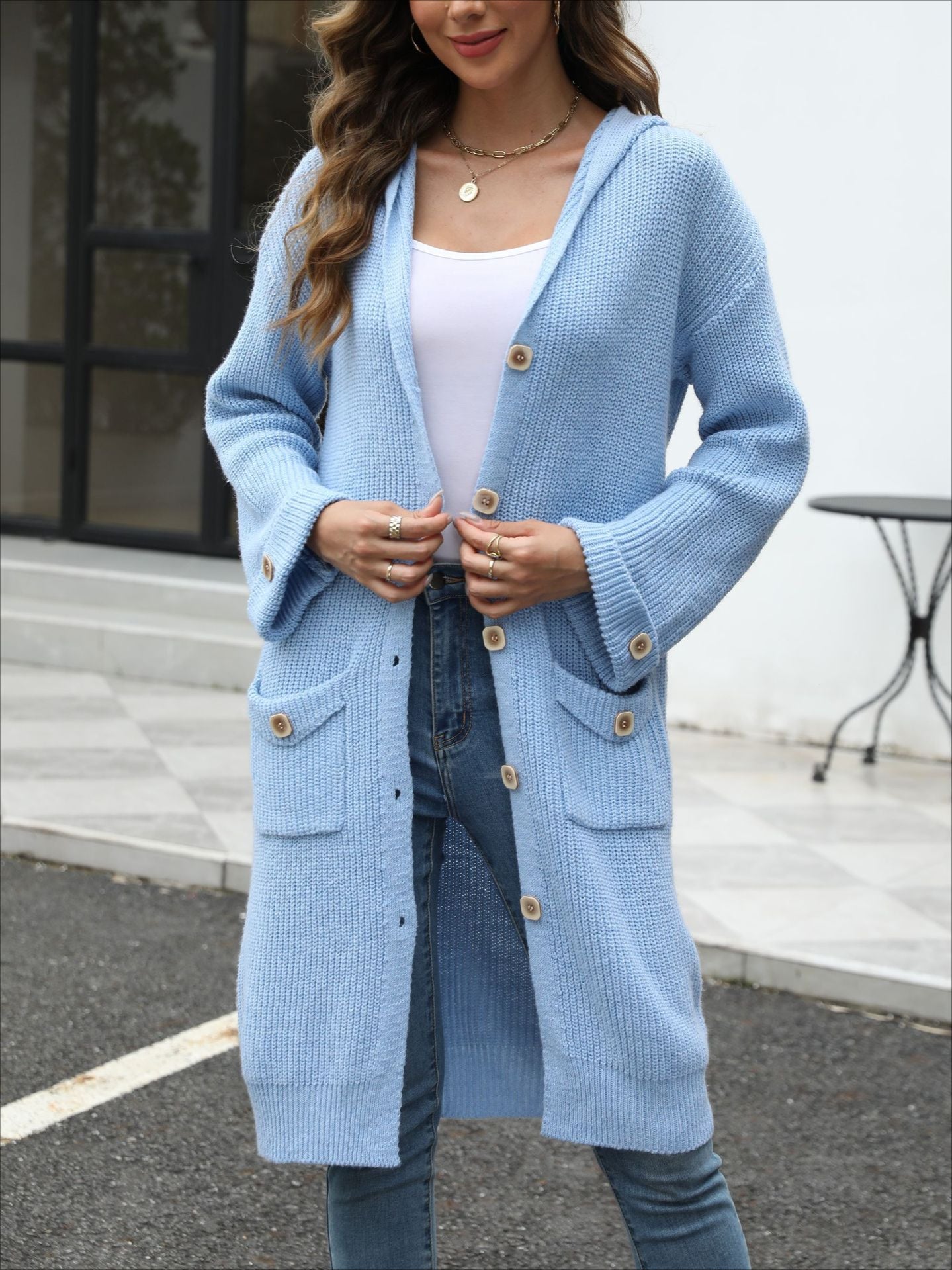 V-Neck Loose Knit Cardigan