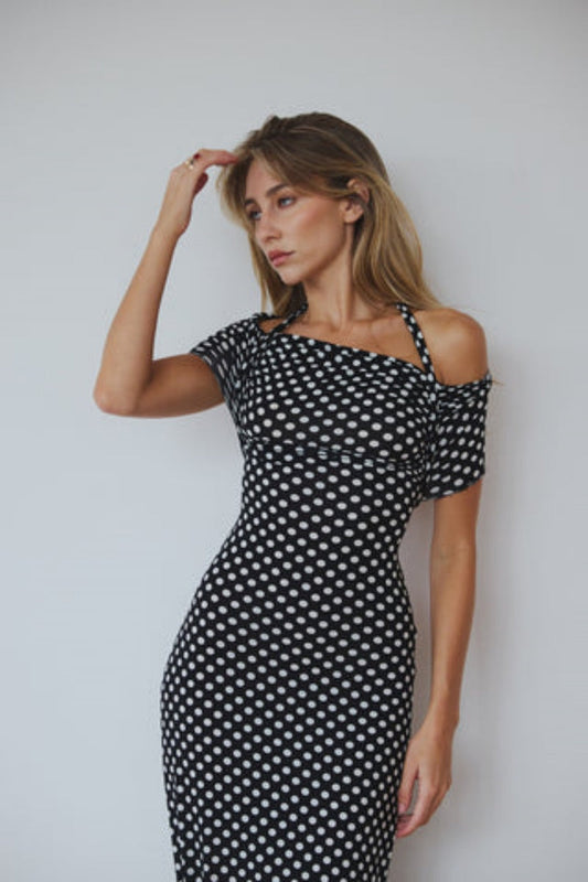 Vestido largo de lunares