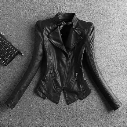 Versatile Stand Collar Slim Moto Short Jacket