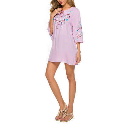 Women Spring Clothing Loose Dress Retro French Dress