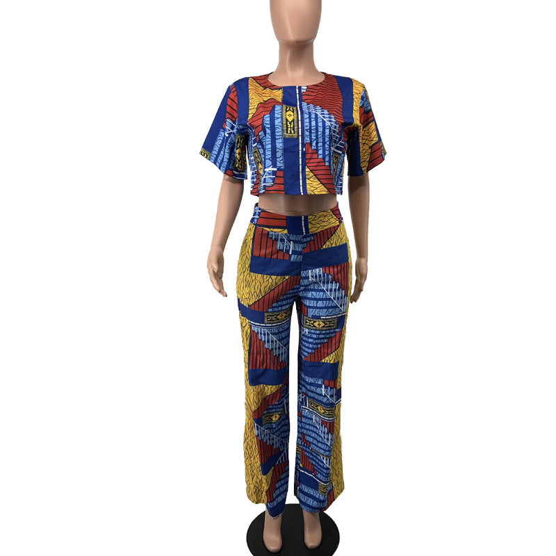 Summer Suit Women Casual Ethnic Women Clothing Spring Short Sleeve T-shirt Women