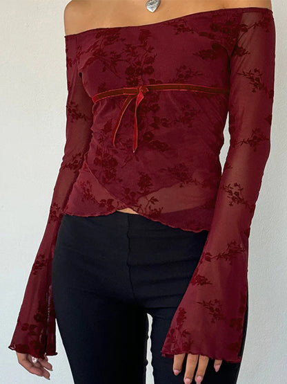Off Shoulder Long Sleeves Tee