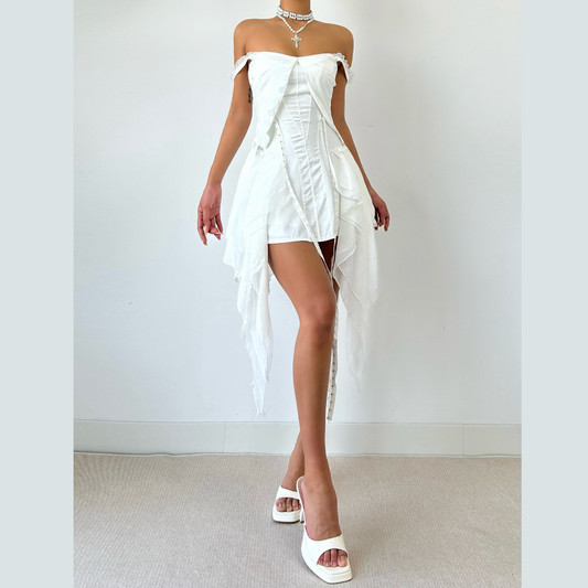 Irregular ruffle lace hem cami mini dress  | Festival Outfits Women