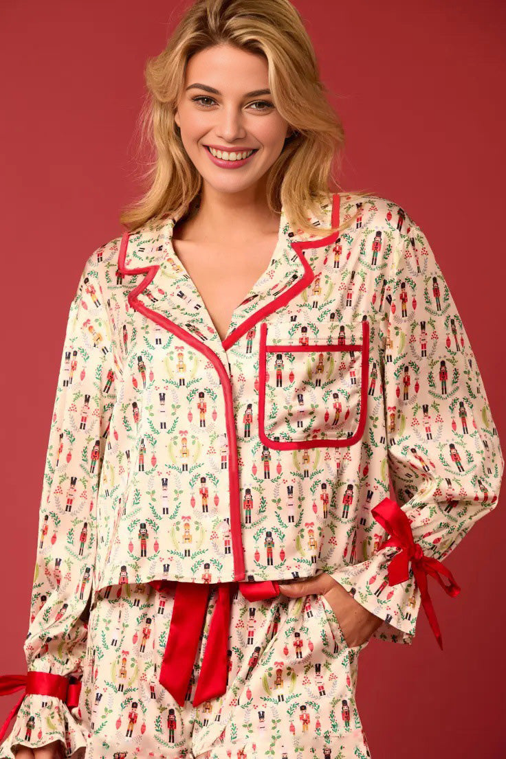 Conjunto largo de pijama con personajes navideños Sprint