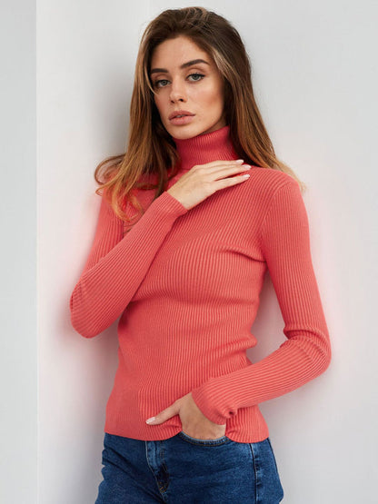 Jersey de punto de cuello alto ajustado para mujer | Ideal para otoño/invierno