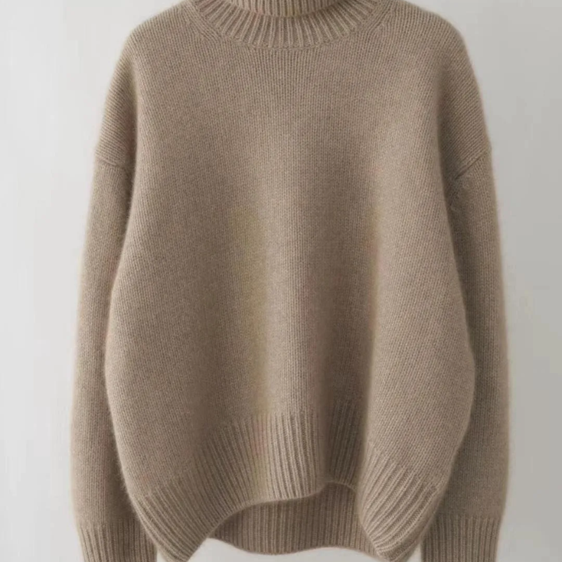 Jersey de punto de cuello alto de corte holgado para mujer | Ideal para otoño/invierno