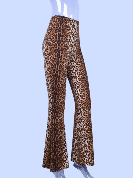 Women's Stylish Leopard Print High Waisted Flared Pants | Ideal for Everyday Wear
