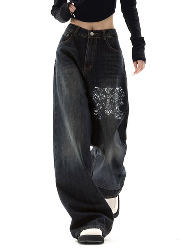 Cross Hot Diamond Blue Wash Baggy Boyfriend Jeans