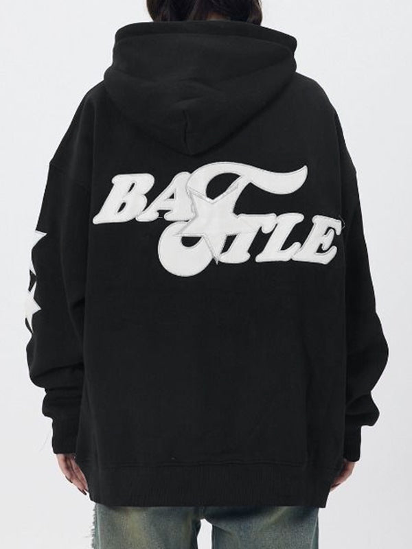 Street Letter Star Print Oversized Hoodie