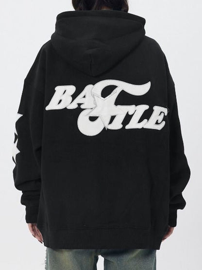 Street Letter Star Print Oversized Hoodie