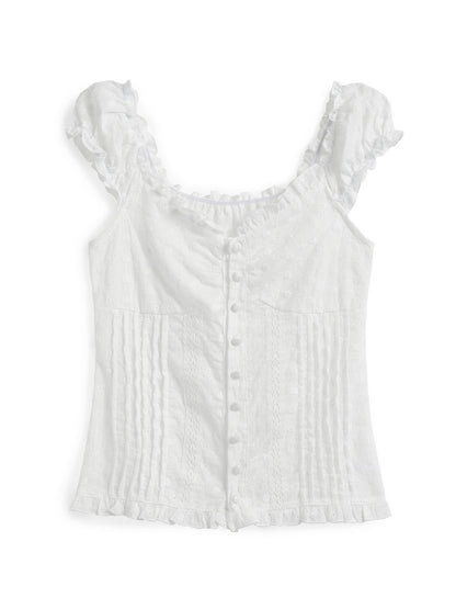 French Cutout Trim U Neck Tank Top