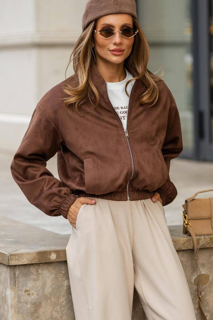 Zipper Suede Warm Street-Style Jacket