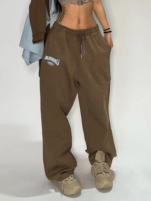 Print Bound Feet High Waist Sporty Sweatpants