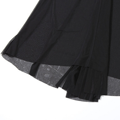 Ruffle u neck mesh solid cami maxi dress  | Festival Outfits Women