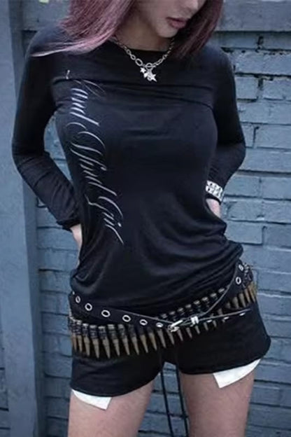 Gothic Punk Versatile Slim Long Sleeve Knit Top