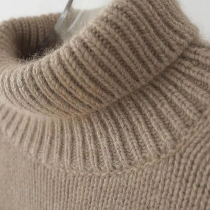Jersey de punto de cuello alto de corte holgado para mujer | Ideal para otoño/invierno