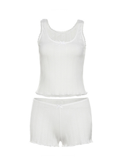 Ilia Lace Trim Knit Shorts Set