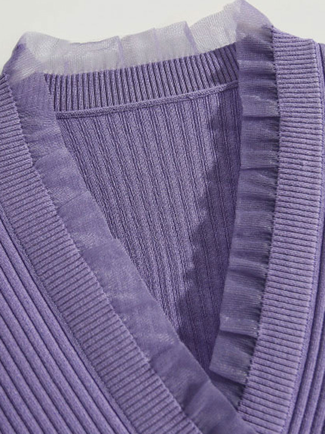 Sydney Elegant V-neck Drawstring Knitted Top-Purple