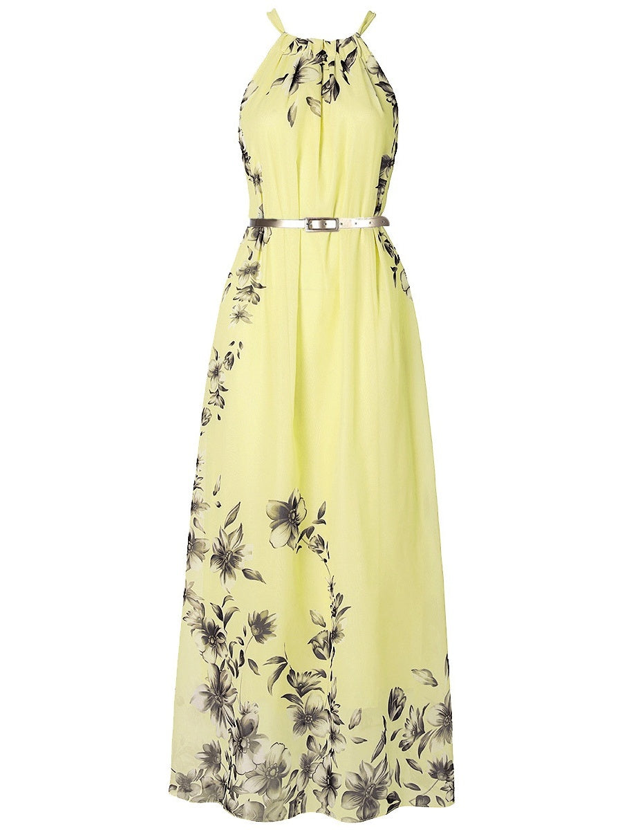 Halter Vacation Printed Maxi Dresses