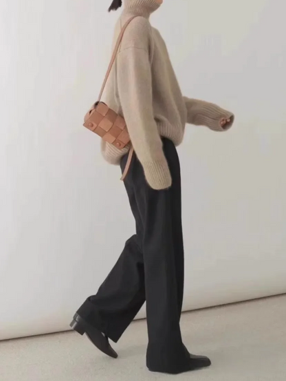 Jersey de cuello alto transpirable de gran tamaño para mujer | Ideal para otoño/invierno