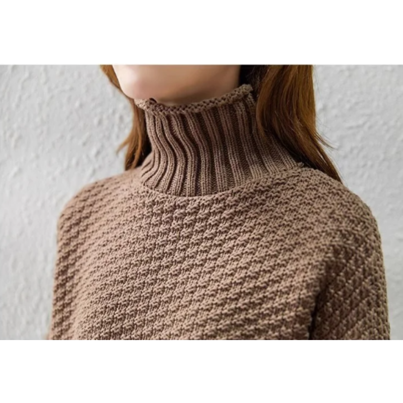 Jersey de cuello alto para mujer con mangas de punto trenzado | Ideal para otoño/invierno