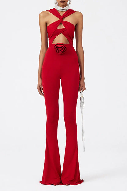 Conjunto de traje de baño con recortes y apliques florales