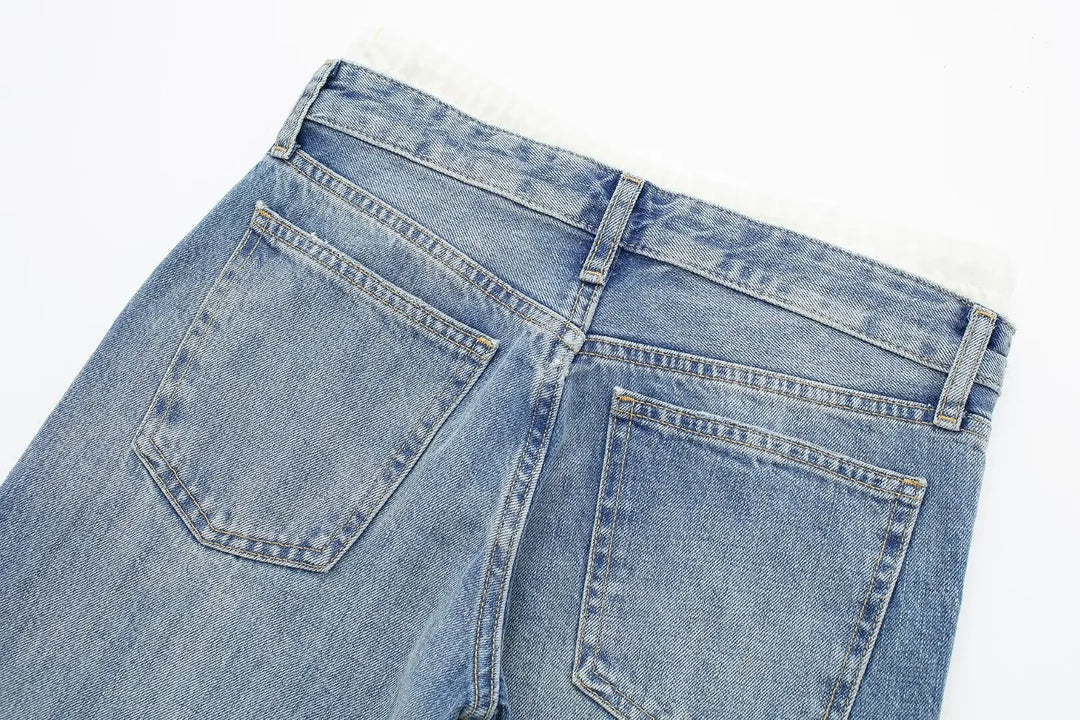 Women's Vintage Casual Mid Waist Baggy Jeans with Drawstring | Great for All Seasons