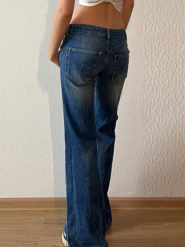 Low Rise Washed Bootcut Jeans