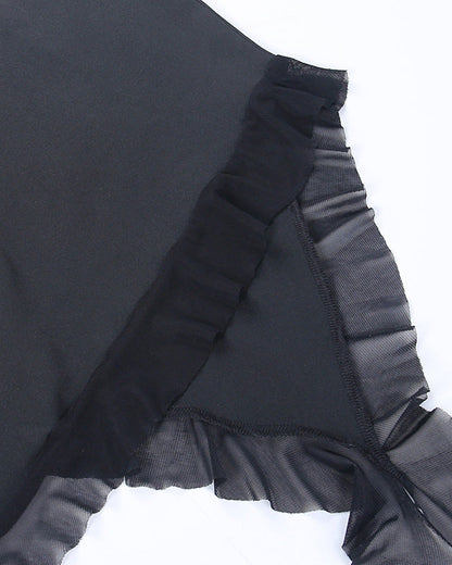 3 Dimensional Floral Ruffle Suspender Hollow Dress