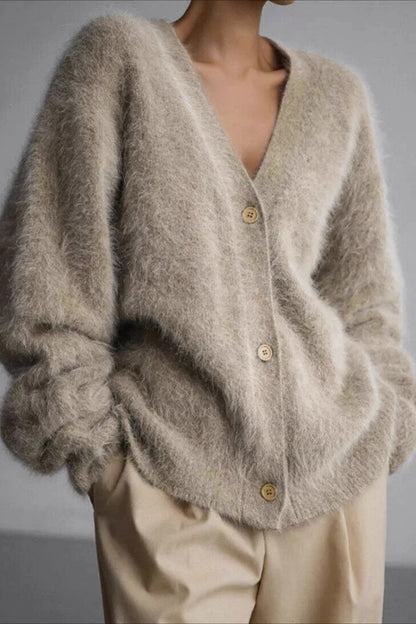 V Neck Button Long Sleeve Cardigan