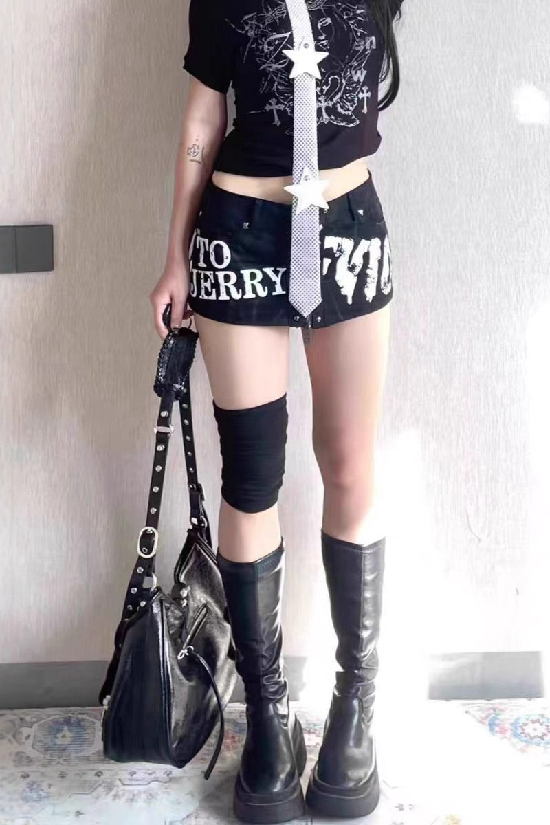 Edgy Zipper Studded Mini Shorts