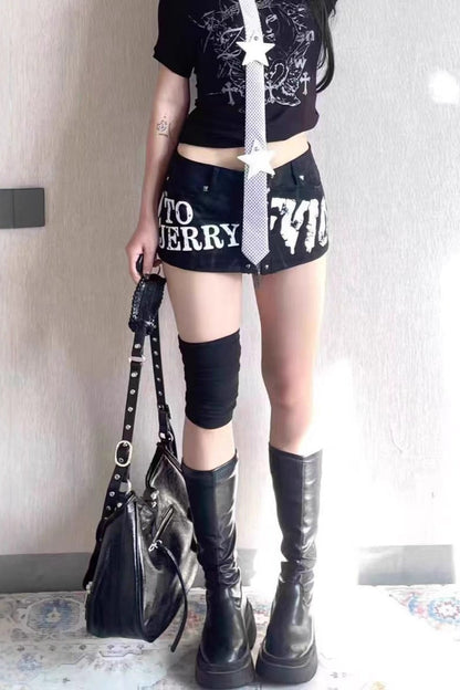 Edgy Zipper Studded Mini Shorts