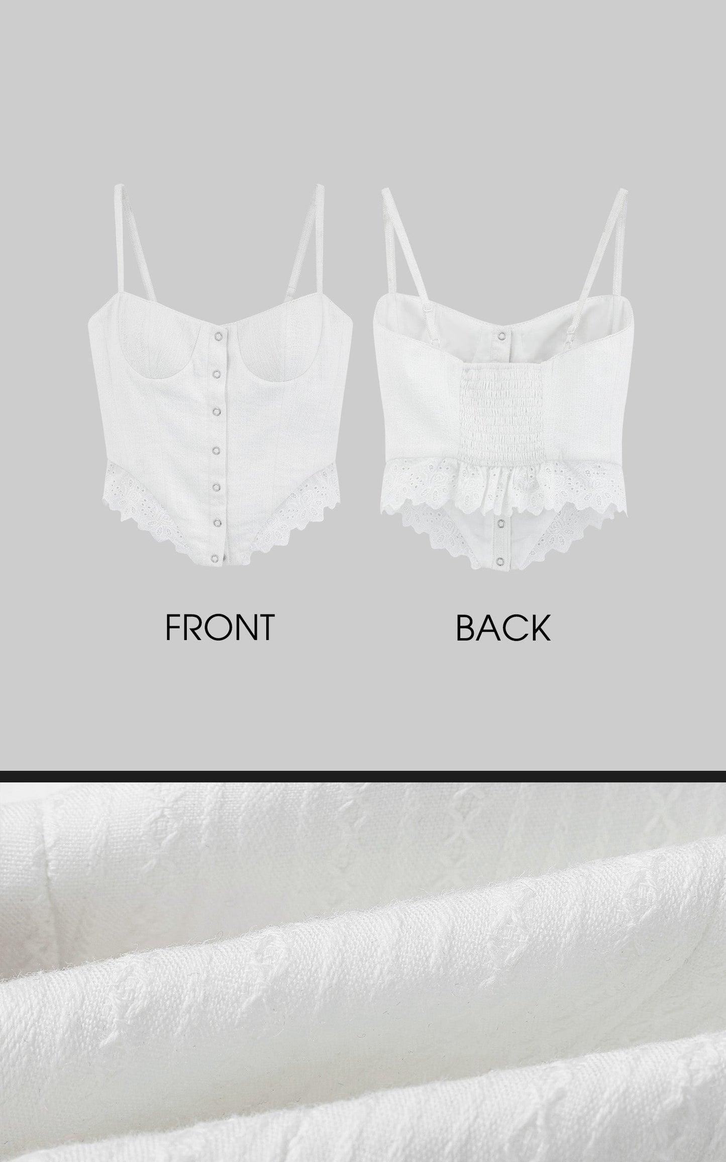 White Corset Top with Lace Hem