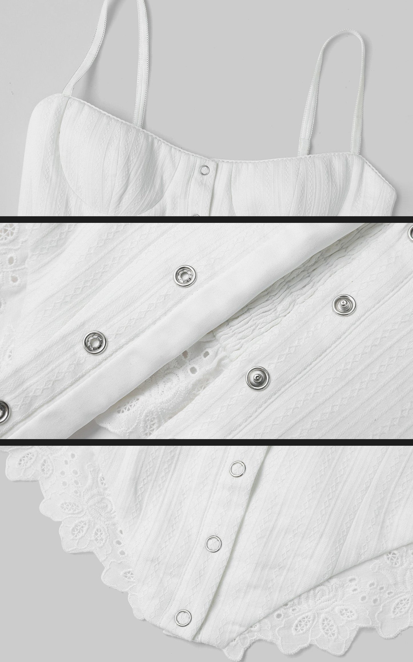 White Corset Top with Lace Hem