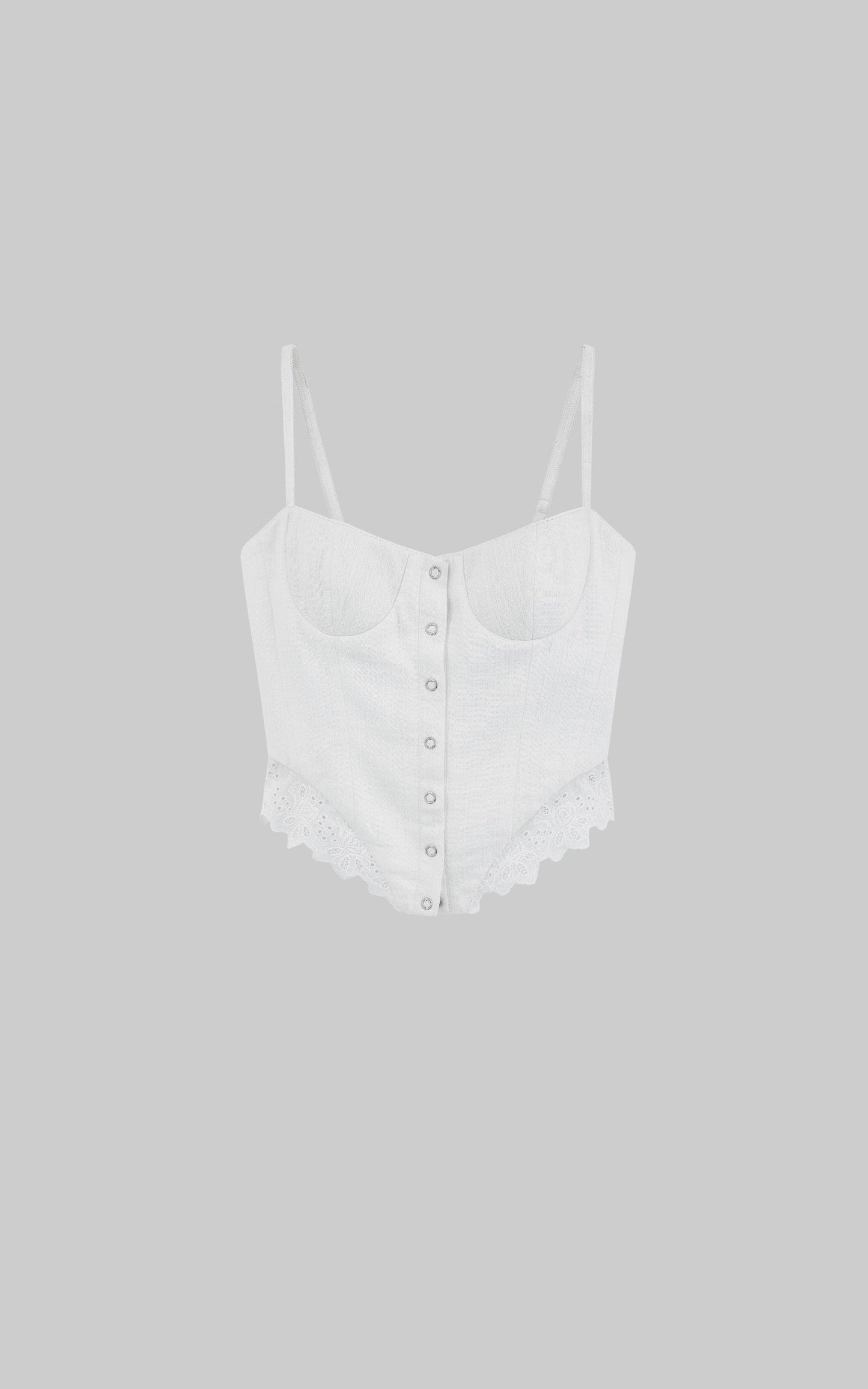 White Corset Top with Lace Hem