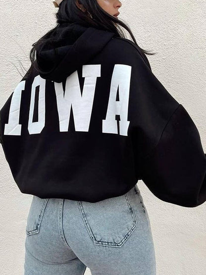 Letter Print Short Oversized Hoodie