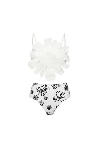 Conjunto de bikini blanco con estampado floral