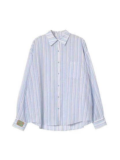 Fresh Stripe Thin Long Sleeve Blouse