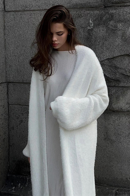 Oversized Faux Fur Duster Cardigan